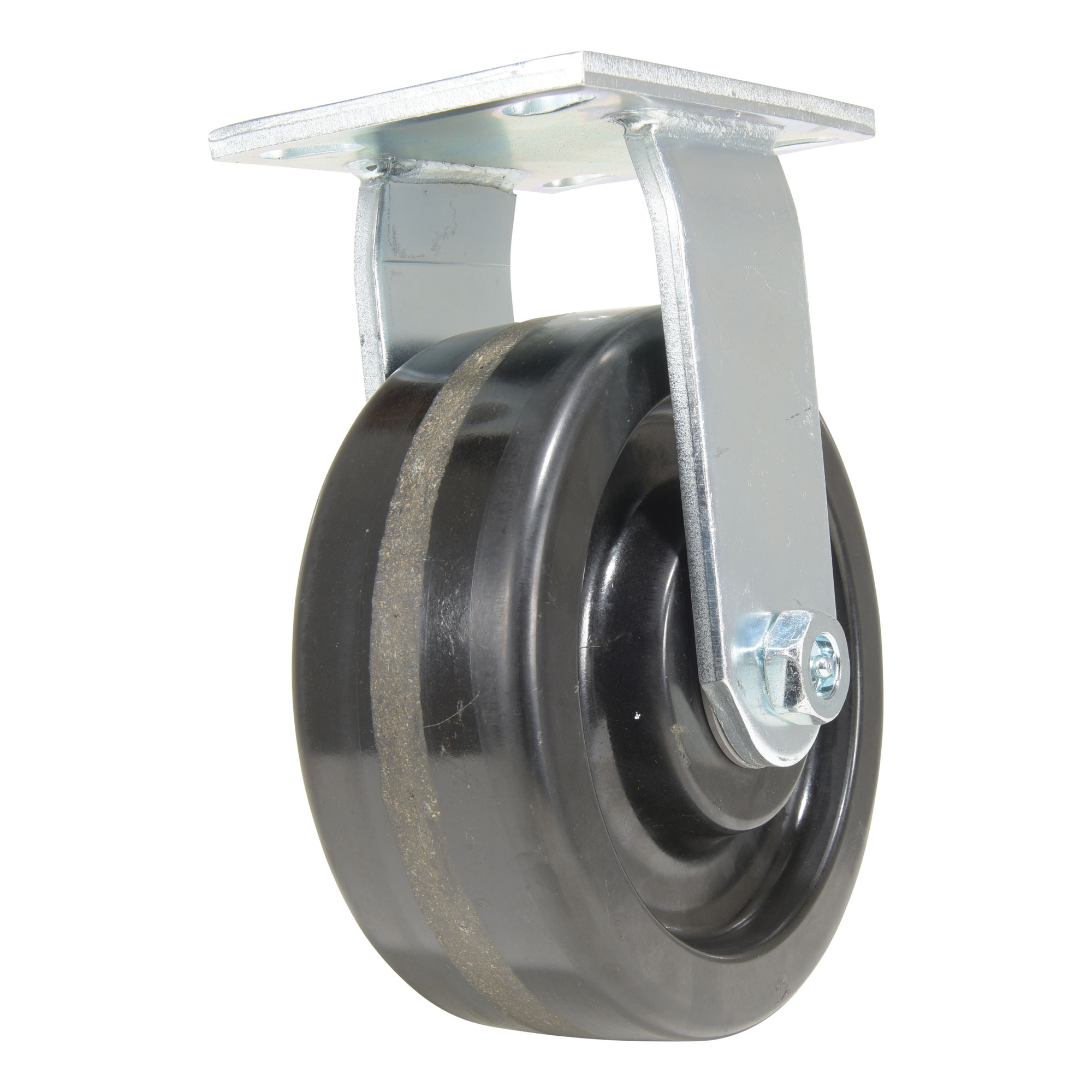 Vestil Phenolic Rigid Caster - 8in. x 3in., Black, Zinc Plated, Model# CST-VE-8X3PH-R